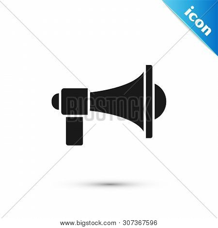 Black Megaphone Icon Isolated On White Background. Loud Speach Alert Concept. Bullhorn For Mouthpiec