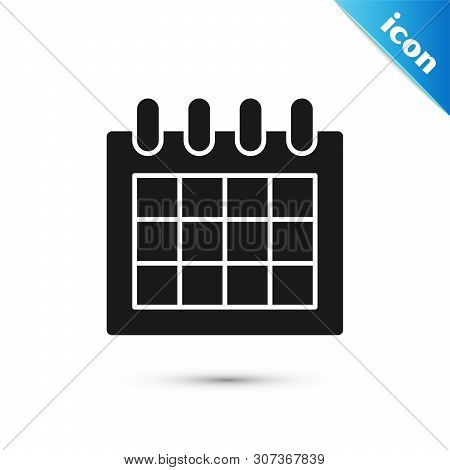 Black Calendar Icon Isolated On White Background. Event Reminder Symbol. Vector Illustration