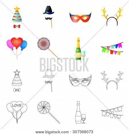 Vector Design Of Party And Birthday Symbol. Collection Of Party And Celebration Vector Icon For Stoc