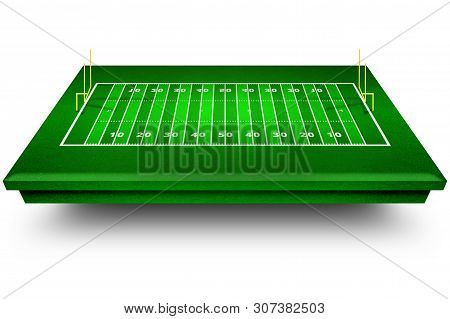Football Stadium With White Lines Marking The Pitch. Perspective Of Football Field. Perspective Elem
