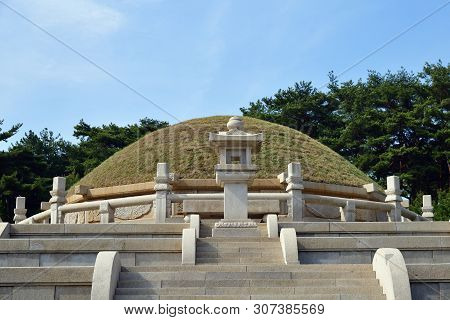 Tomb Of King Wanggon Or Hyollung Royal Tomb. Construction On The Tomb Start In 943. North Korea. Hae