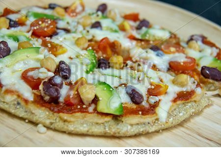 Italian Pizza, Vegetables, Ingredients Background. Pizza Is Cooking In The Oven. Pizza Menu.
