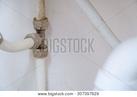 Old Connection Fitting Tee On Plastic Water Pipes