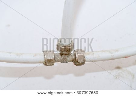 Old Connection Fitting Tee On Plastic Water Pipes
