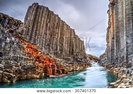 Studlagil basalt canyon, Iceland. One of the most wonderfull nature sightseeing in Iceland.