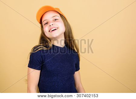 Modern Fashion. Hat Or Cap. Stylish Accessory. Kids Fashion. Feeling Confident With This Cap. Girl C