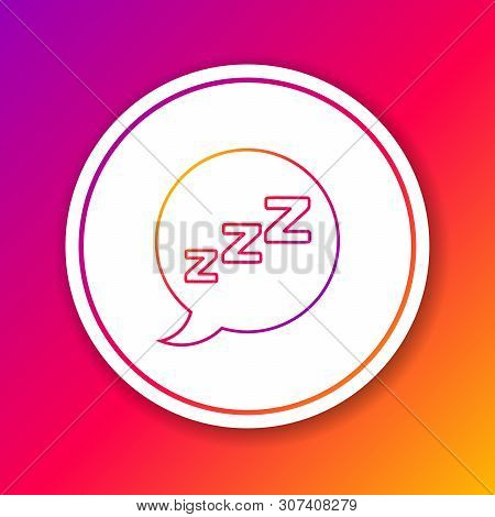 Color Line Speech Bubble With Snoring Icon Isolated On Color Background. Concept Of Sleeping, Insomn
