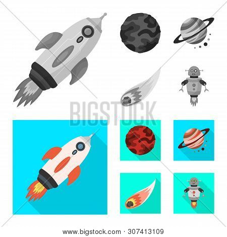 Vector Design Of Astronomy And Technology Sign. Set Of Astronomy And Sky Vector Icon For Stock.