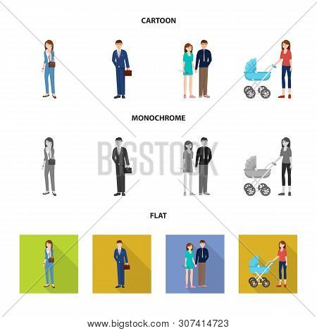 Vector Illustration Of Character And Avatar Symbol. Set Of Character And Portrait Stock Vector Illus