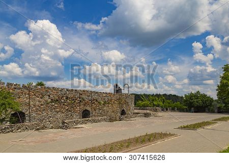 Stone Wall Of Ancient Fortress In The Novohrad-volynskyi Town Outside. Zvyagilska Fortress. Ukraine