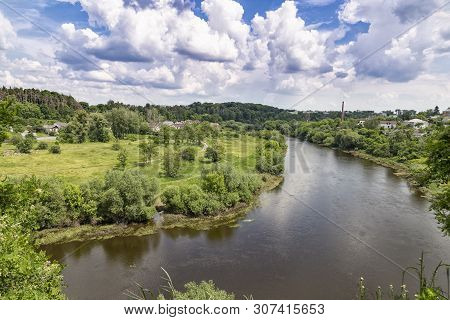 View Of The River Sluch And The Suburb Of The  Town Novohrad-volynskyi At Summer Day. Ukraine