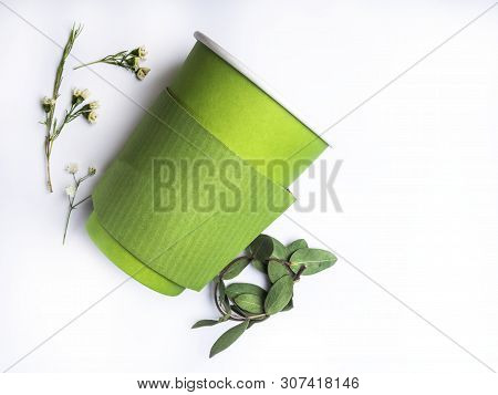 Bio Paper Cup To Go With Coffee Or Tea On White Background, Bio Pla Paper Cup Polylactide Pla Is A B