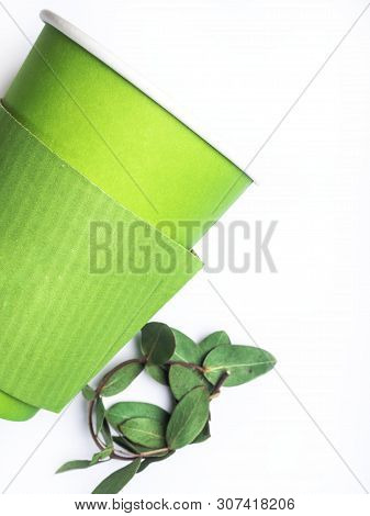 Bio Paper Cup To Go With Coffee Or Tea On White Background, Bio Pla Paper Cup Polylactide Pla Is A B
