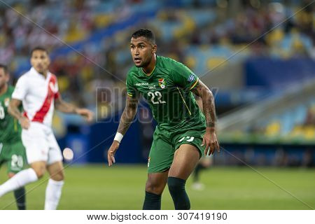 Rio De Janeiro, Brazil - June 18, 2019: Jusino Cerrudo Of Bolivia Kicks The Ball During The 2019 Ame