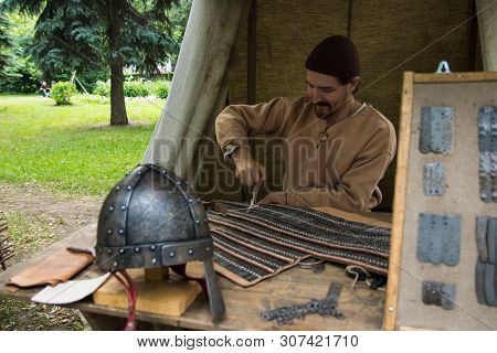 Moscow, Russia - June 2019: Historical Festival Times And Epochs. Reconstruction Of Life And Wars. M