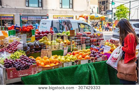 New York, United States, Fruits And Vegetables On A Street Stall, Manhattan Downtown