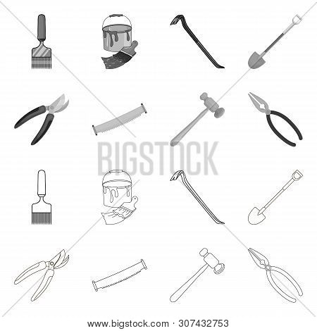 Vector Illustration Of Tool And Construction Logo. Set Of Tool And Carpentry Vector Icon For Stock.
