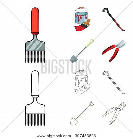 Vector Design Of Tool And Construction Icon. Set Of Tool And Carpentry Vector Icon For Stock.