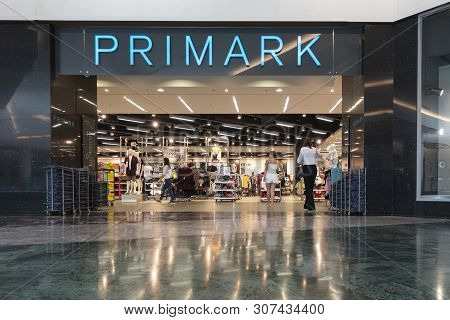 Alicante, Spain, 18 June, 2019: Entrance To The Primark Store In Shopping Centre The Gran Via Alican