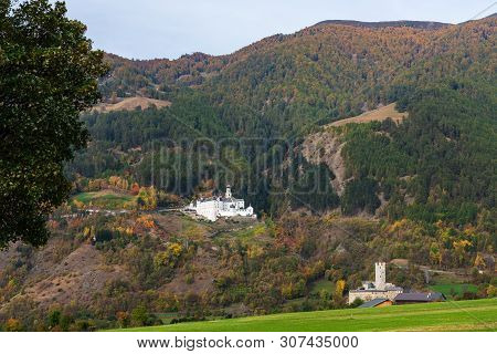 The Benedictine Abbey Of Marienberg In Burgeis, Vinschgau, South Tyrol In Autumn