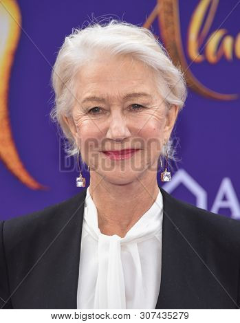 LOS ANGELES - MAY 21:  Helen Mirren arrives for the 'Aladdin' World Premiere on May 21, 2019 in Hollywood, CA