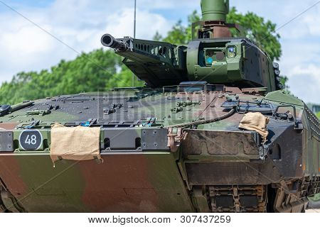 German Infantry Fighting Vehicle Drives On A Street