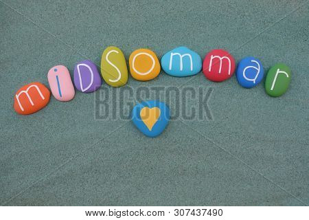 Midsommar, The Summer Solstice, On Or About June 21 Celebrated With Multi Colored Stones Over Green 
