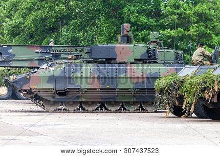 German Infantry Fighting Vehicle Drives On A Street