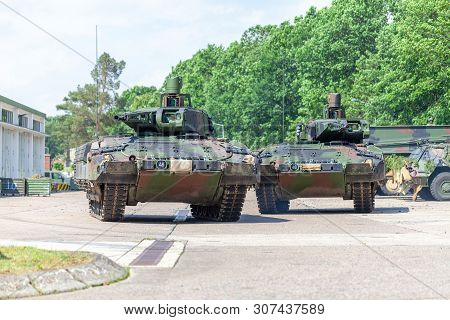 German Infantry Fighting Vehicle Drives On A Street