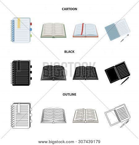 Vector Illustration Of Book And Open Symbol. Set Of Book And Pencil Vector Icon For Stock.