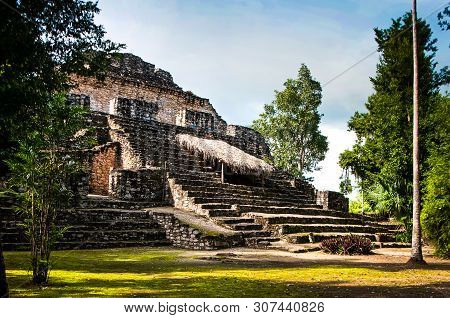 Chacchoben, Mexico - November 21, 2010. Archaeological Site Of Chacchoben In Yucatan Peninsula, Quin