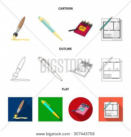 Vector Design Of Pencil And Sharpen Symbol. Set Of Pencil And Color Stock Vector Illustration.