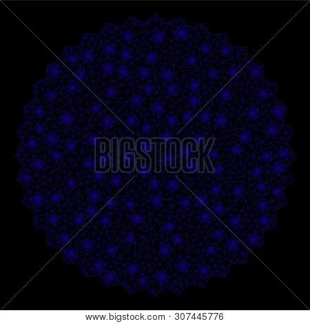 Glossy Mesh Filled Rosette Seal With Glitter Effect. Abstract Illuminated Model Of Filled Rosette Se