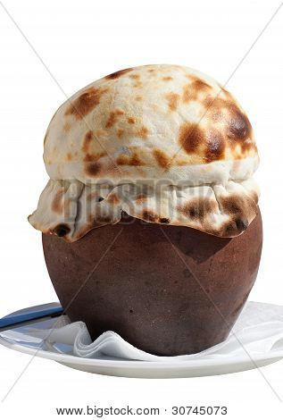 Clay Pot dækket med brød
