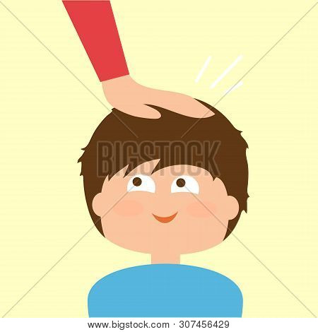 Mom Pats The Baby On The Head. Vector Illustration.