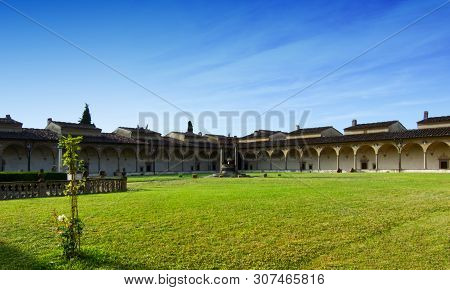 Large Cloister Of Florence Charterhouse Church, Inner Courtyard, Florence, Italy