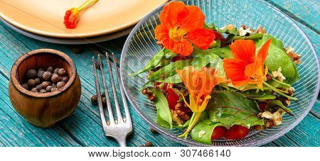 Salad With Vegetables And Nasturtium