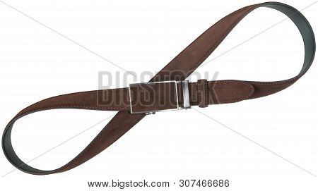 Brown Suede Belt In Shape Of The Eight Isolated On Transparent Background
