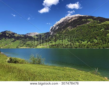 The Schiberg Mountain Above The Wagital Valley Or Waegital And The Wagitalersee Alpine Lake (waegita