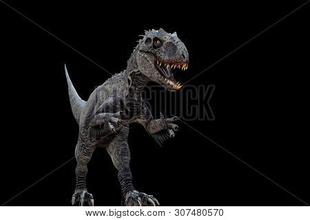 Indominus Rex Isolated On Black Background 3d Illustration