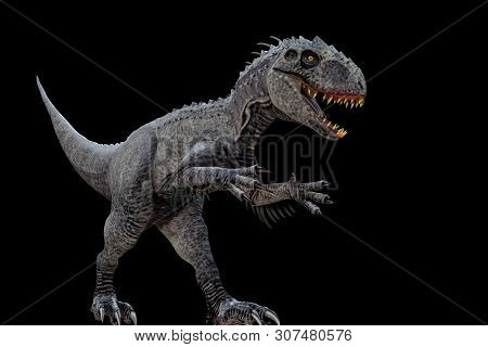 Indominus Rex Isolated On Black Background 3d Illustration