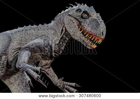 Indominus Rex Isolated On Black Background 3d Illustration