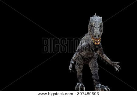 Indominus Rex Isolated On Black Background 3d Illustration