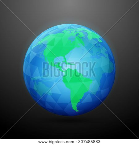 Stylized Globe With Triangular Pattern On Dark Background