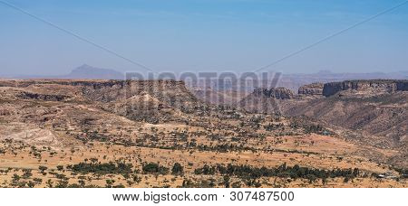 Landscape In Gheralta In Tigray, Northern Ethiopia, Africa. Trip From Axum To Gheralta