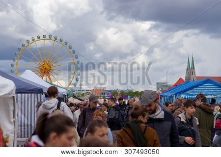 Theresienwiese, Munich, Germany, 2019 April 27: Jumble Sale Flea Market In Bavaria At The Theresienw
