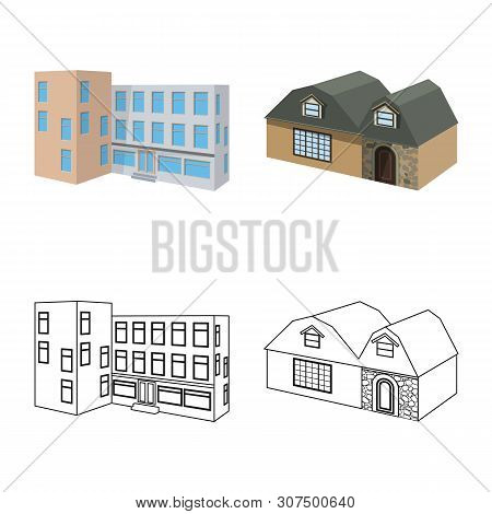 Vector Illustration Of Facade And Housing Icon. Set Of Facade And Infrastructure Vector Icon For Sto