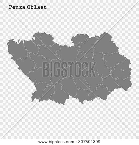 High Quality Map Of Penza Oblast Is A Region Of Russia With Borders Of The Districts