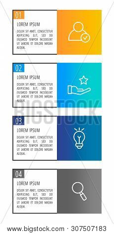 Modern Vector Illustration 3D. An Infographic Template With Four Steps And An Image Of Five Rectangl