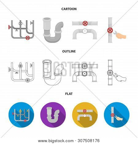 Vector Design Of Pipe And Plumbing Logo. Set Of Pipe And Metal Vector Icon For Stock.